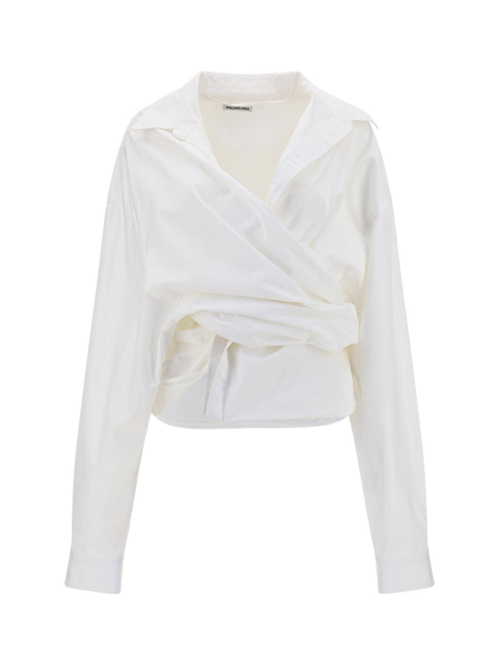 Balenciaga White Draped Wrap Button-Down Shirt